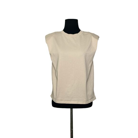 Aritzia Babaton Beige Padded Shoulder Sleeveless Top size XS - Picture 12 of 13